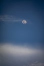 Vertical Image of the moon in the daylight sky with high cirrus clouds Royalty Free Stock Photo