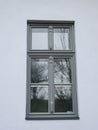 Vertical image, painted wooden window frame