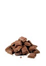 Vertical Image of Pile of Chocolate Chunks Isolated on White Background Royalty Free Stock Photo