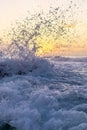 Vertical image of a powerful ocean wave crashing onto the sandy beach Royalty Free Stock Photo