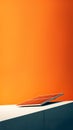 vertical image of a solar panel, emphasizing its role in renewable solar energy. renewable energy solar panel orange Royalty Free Stock Photo