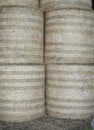 Stacked hay bales on a farm Royalty Free Stock Photo