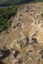 Vertical image, west cliffs of Ragged Mountain, Wassel Reservoir, Connecticut. Royalty Free Stock Photo