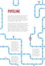 Vertical Industrial Infographics with Blue pipes for water, gas, oil,