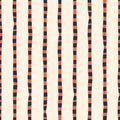 Vertical irregular hand drawn stripes red blue white seamless vector background. Repeating lines abstract pattern. Naive