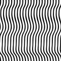 Vertical irregular wavy lines black and white. Vector seamless pattern. Optical Illusion. Perfect for backgrounds. Royalty Free Stock Photo