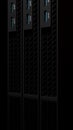 Vertical ISP server rack with metallic front panels isolated on black Royalty Free Stock Photo