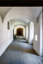 Vertical of Ittingen Charterhouse Monastery Hallway around center court leading to monks rooms