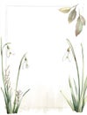 A vertical A4 journal page, designed for daily reflections, with a subtle artistic border with snowdrops Royalty Free Stock Photo