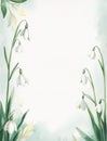 A vertical A4 journal page, designed for daily reflections, with a subtle artistic border with snowdrops Royalty Free Stock Photo