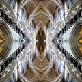 Vertical kaleidoscope pattern of the walls of a gothic cathedral