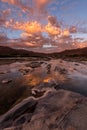 A vertical landscape of a golden sunset over the Orange River Royalty Free Stock Photo