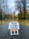 Flooded Roadway Closed Sign Royalty Free Stock Photo