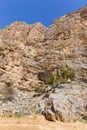 Vertical limestone cliff in Hidden Oasis in Jebel Jais mountain range, UAE