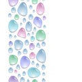 Vertical line decoration with colored water drops, background with different water spots, vector wallpaper Royalty Free Stock Photo