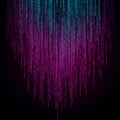 Vertical lines of binary code in shades of blue and purple cascade downward, Royalty Free Stock Photo