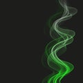Vertical lines of green transparent wave on a black background, design element eps10