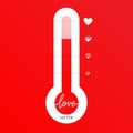 Vertical Love thermometer Valentines Day card element vector illustration with lettering Royalty Free Stock Photo