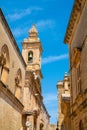 Vertical low angle shot of the beautiful architecture of the old town of Mdina on Malta Royalty Free Stock Photo