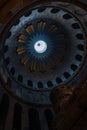 Vertical Low Angle Shot Of The Ceiling Of The Church Of The Holy Sepulchre In Jerusalem, Israel