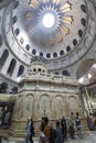 Vertical low angle shot of the dome of the Church of the Holy Sepulchre in Jerusalem, Israel
