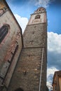 Vertical low angle shot of a historical building in the Arcaded Street in Merano Italy