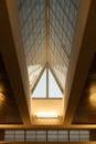 Vertical low angle shot of the inner view of the roof of a building