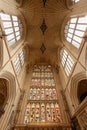 Vertical low angle shot of the inside Bath Abbey in the UK Royalty Free Stock Photo