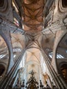 Vertical low-angle shot of the interior of the cathedral of Avila in Spain