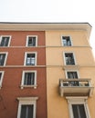 Vertical low angle shot of a modern residential building in the city of Milan in Italy Royalty Free Stock Photo