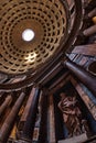 Vertical low-angle shot of the Pantheon's dome. Rome, Italy. Royalty Free Stock Photo