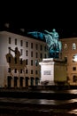 Vertical low angle shot of the statue of Maximilian I, Elector of Bavaria captured at night