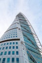 Vertical low angle shot of the Turning Torso skyscraper in Malmo, Sweden Royalty Free Stock Photo