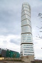 Vertical low angle shot of the Turning Torso skyscraper in Malmo, Sweden Royalty Free Stock Photo