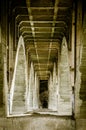 Vertical low angle shot of the understructure part of a bridge