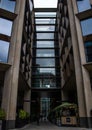 Vertical low-angle view of Bloomberg company buildings in London