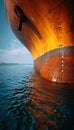 Vertical Maritime Shot of Freight Ship Bow with Rust Patterns and Steel Surfaces Royalty Free Stock Photo