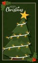 Vertical merry christmas invitational card with tree Vector