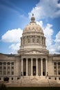 Vertical of the mesmerizing Missouri State Capital building with a large dome and a statue in front Royalty Free Stock Photo