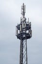 Vertical of a metallic antenna tower with broadcasters