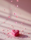 A vertical minimal sweet Valentine design with a small candy heart placed at the bottom surrounded b Royalty Free Stock Photo