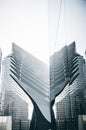 Vertical minimalistic shot of the futuristic Westfield World Trade Center mall in Manhattan Royalty Free Stock Photo