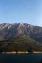 Vertical mountain landscape shot on sunny day