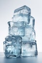 vertical mountain of pieces of transparent crushed ice on a light background