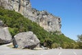 Vertical mountain . Rock climbing the steep cliffs of the mountains . Royalty Free Stock Photo