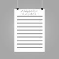 Vertical music paper hanging mockup with music notes