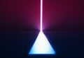 Vertical neon separation line with blue and pink illumination background