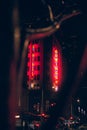 Vertical night shot of a building with Gowings trademark on it in Sydney, Australia