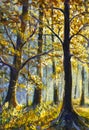 Synny forest oil painting Royalty Free Stock Photo