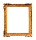 Vertical old baroque wooden picture frame isolated Royalty Free Stock Photo